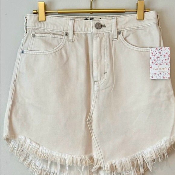 Free People We the Free Bailey Denim Fray Skirt in Coconut - Picture 2 of 4